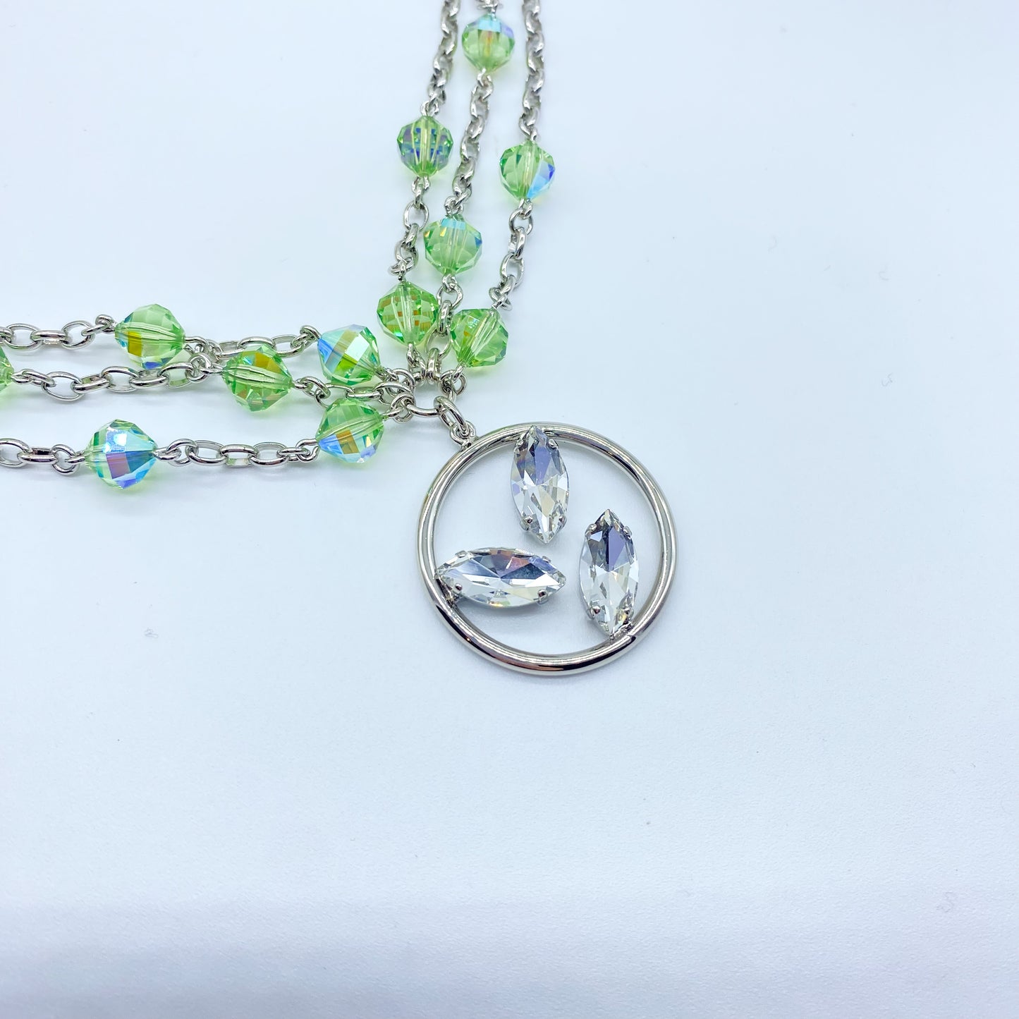 Collana girocollo palladio con perline in cristallo “Foglia Trilogy”