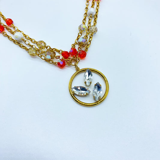 Collana girocollo oro con perline in cristallo “Foglia Trilogy”