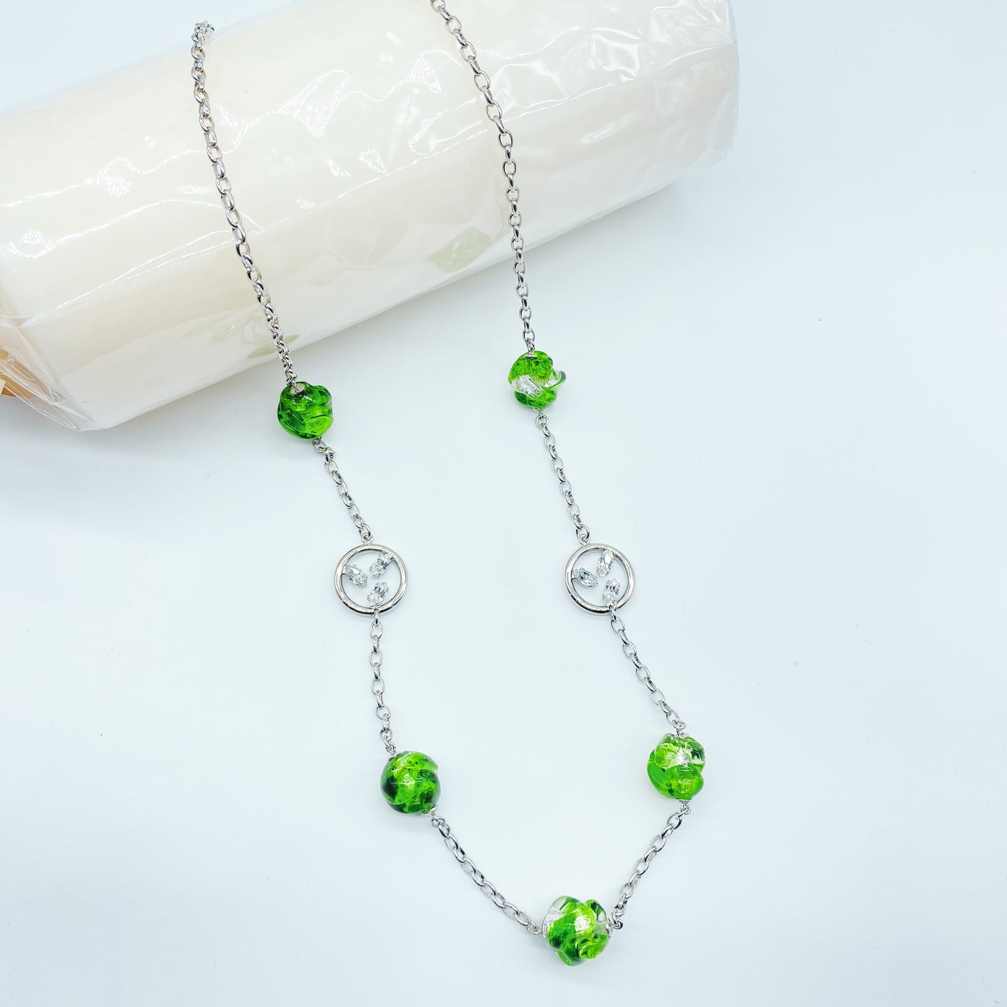 Collana lunga con perline Murano “Foglia Trilogy”