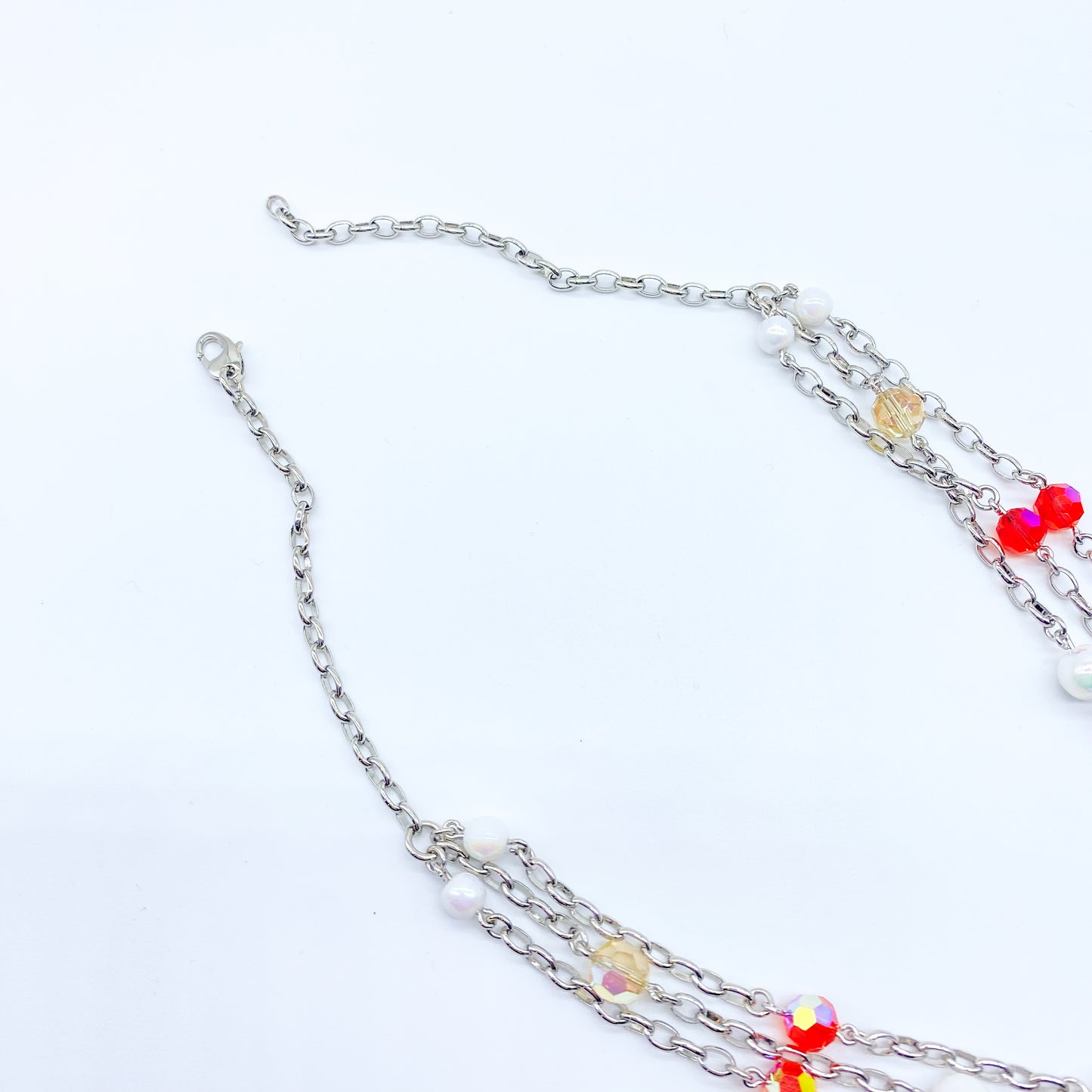 Collana girocollo palladio con perline in cristallo “Foglia Trilogy”