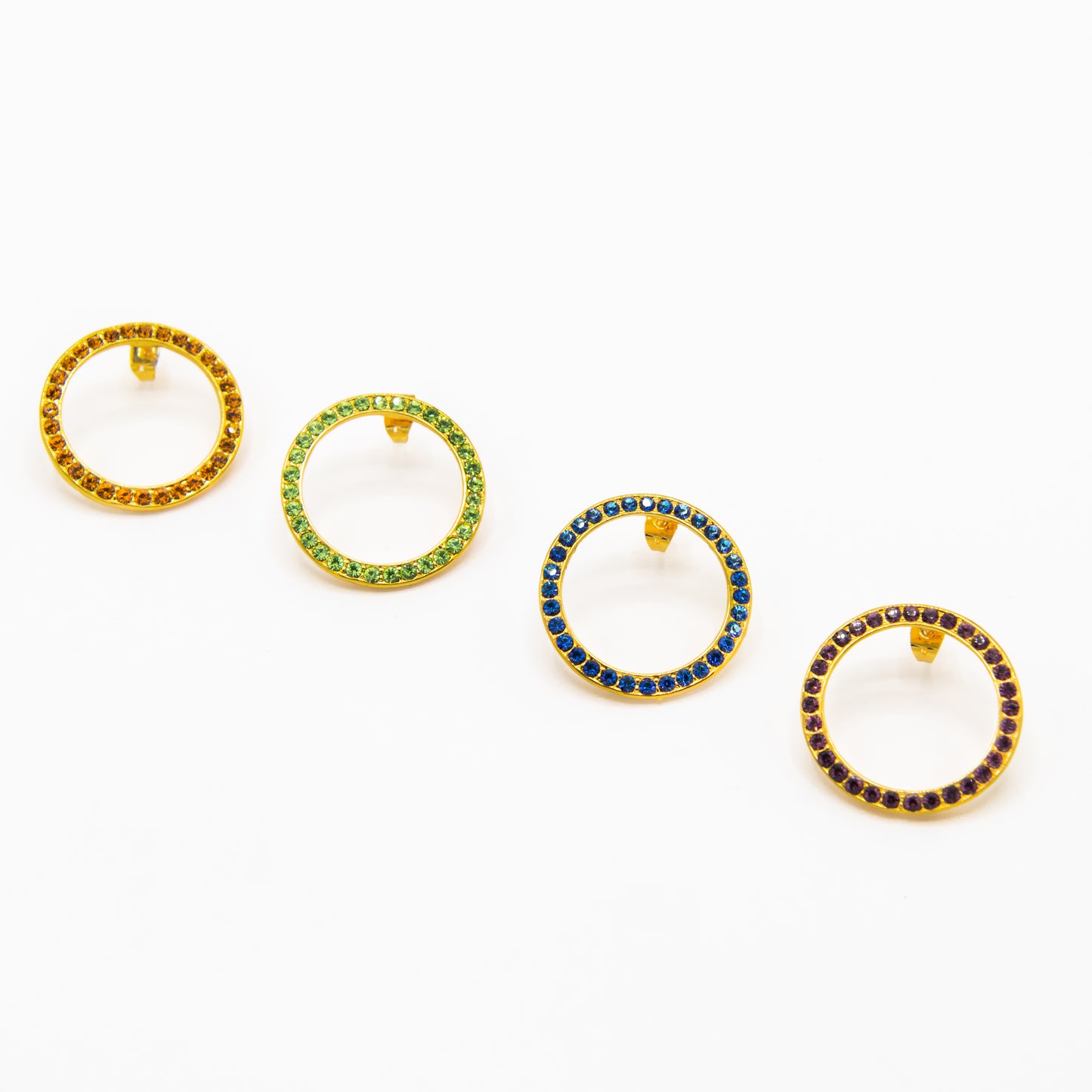 Orecchini rotondi placcati oro e cristalli Swarovski