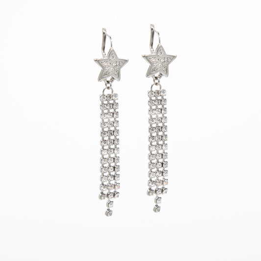 Orecchini pendenti con stella e cascata di cristalli