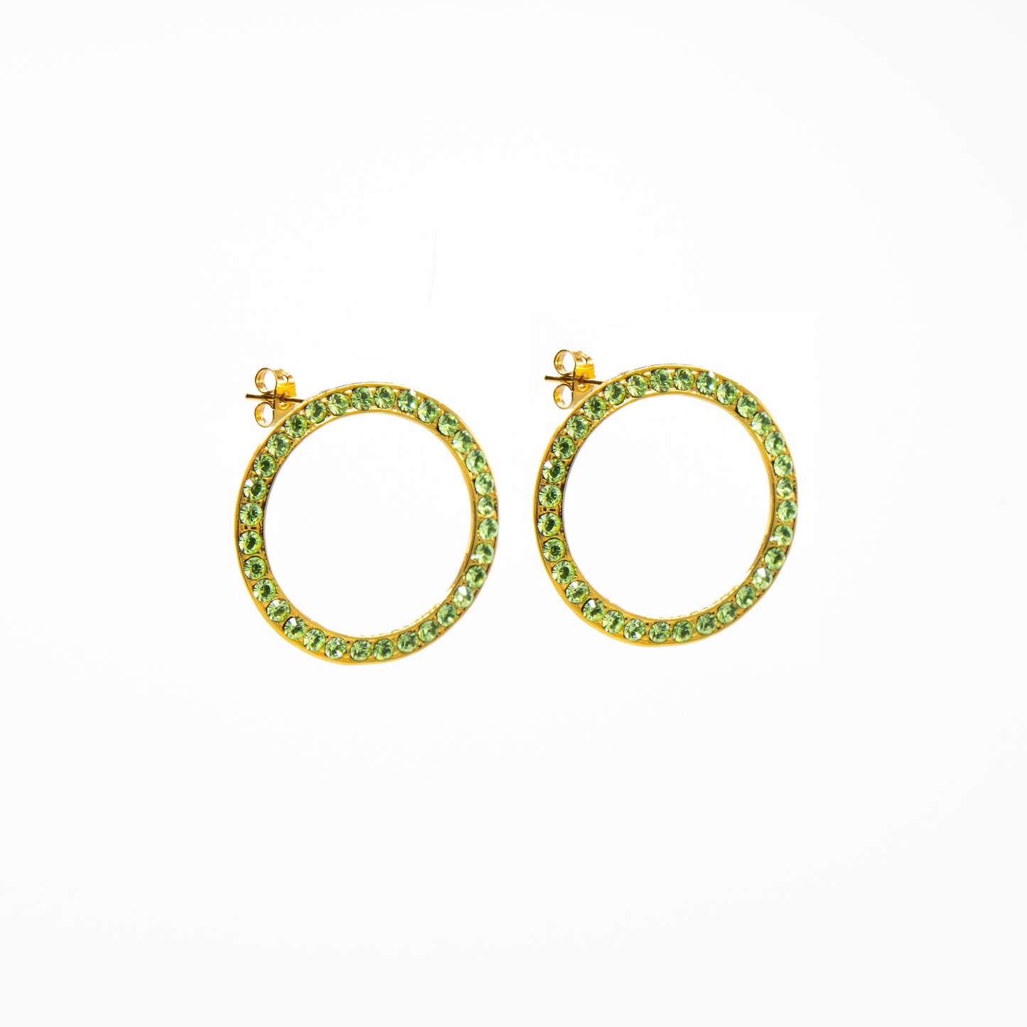 Orecchini rotondi placcati oro e cristalli Swarovski