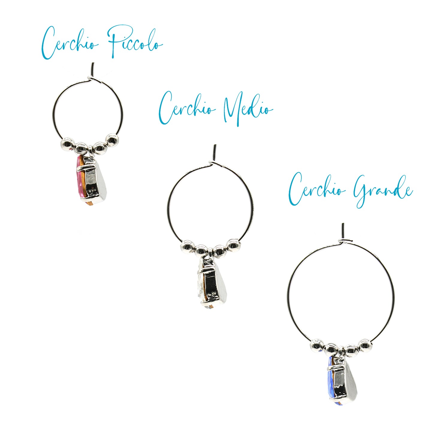 Orecchini a cerchio con goccia Swarovski zaffiro blu