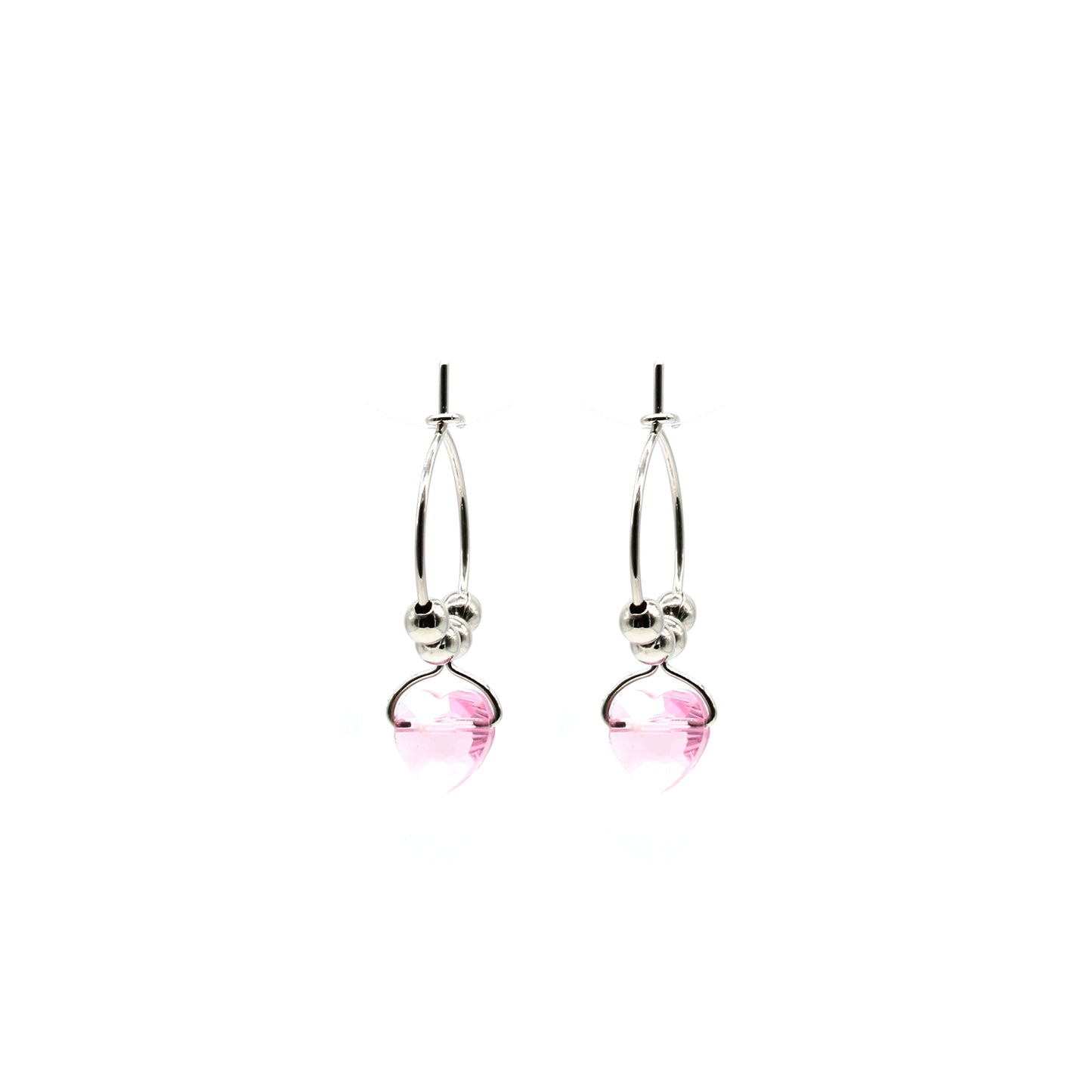 Orecchini a cerchio con cuore Swarovski rosa