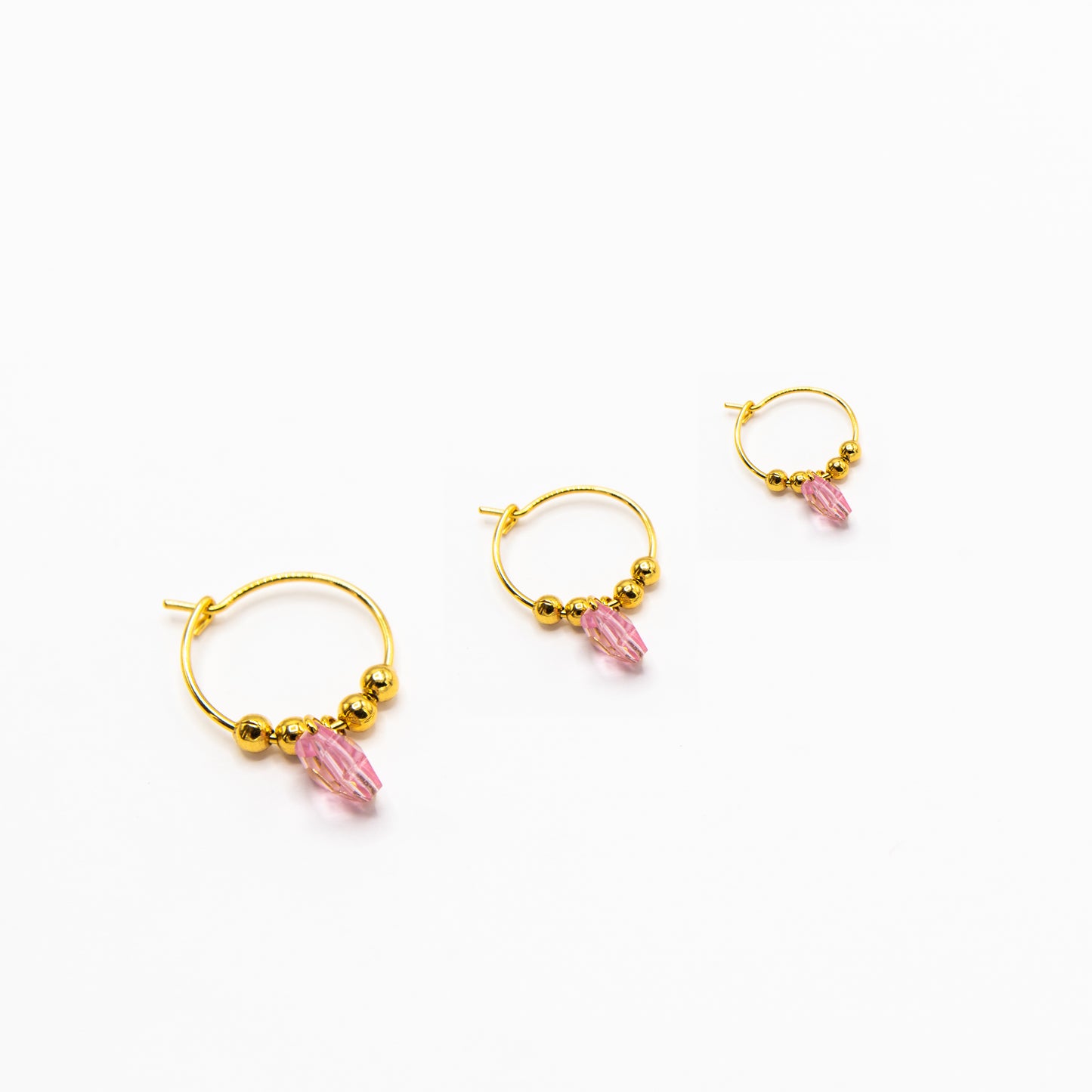 Orecchini a cerchio con cuore Swarovski rosa