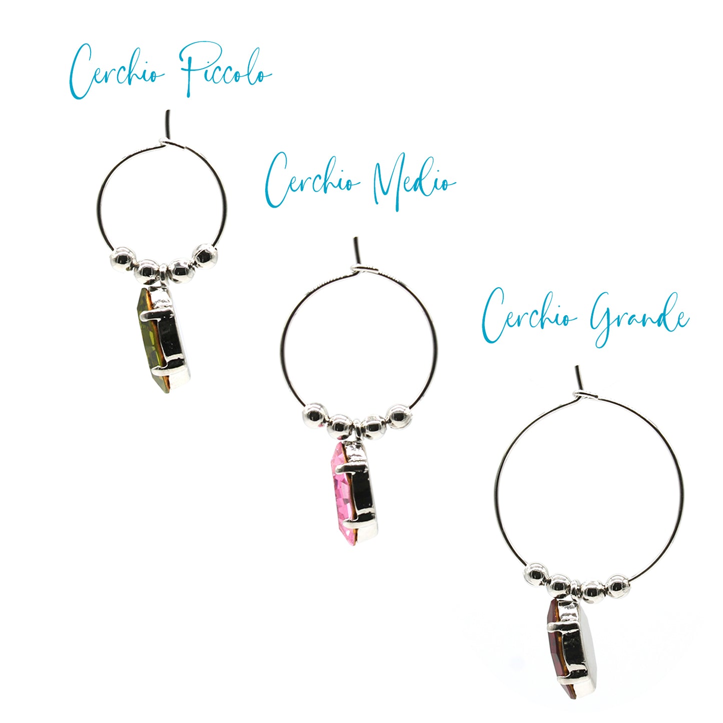 Orecchini a cerchio con navetta Swarovski rosa
