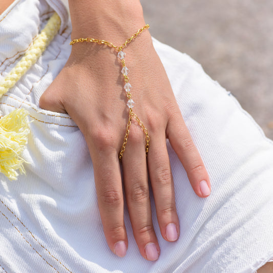 Bracciale baciamano con perline a cono in cristallo Swarovski