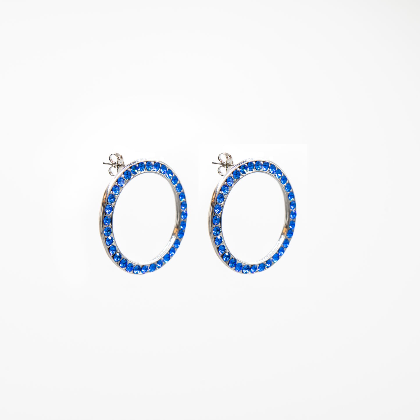 Orecchini rotondi placcati palladio e cristalli Swarovski
