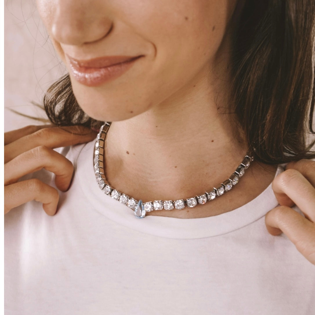 Collana di cristalli e goccia Swarovski