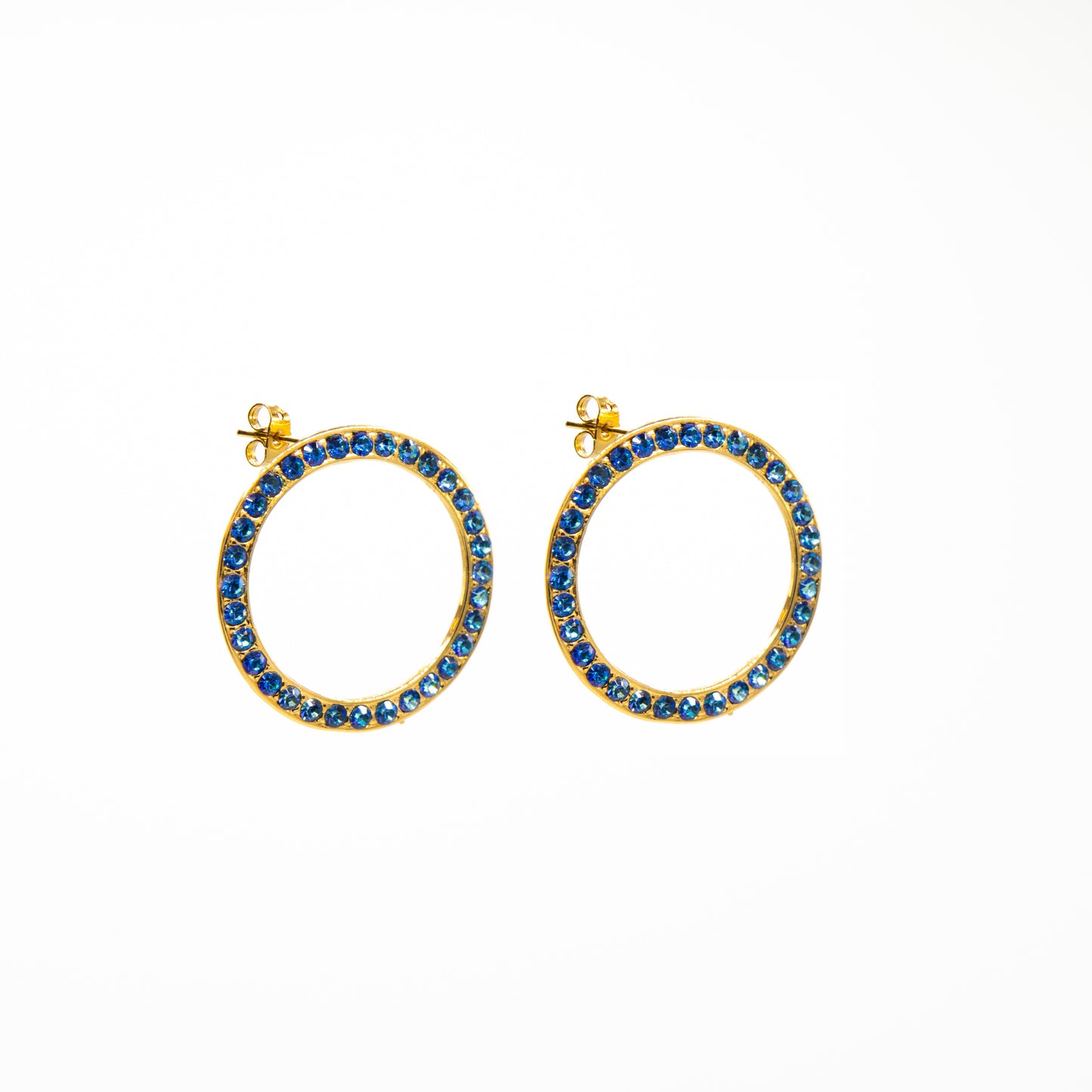 Orecchini rotondi placcati oro e cristalli Swarovski