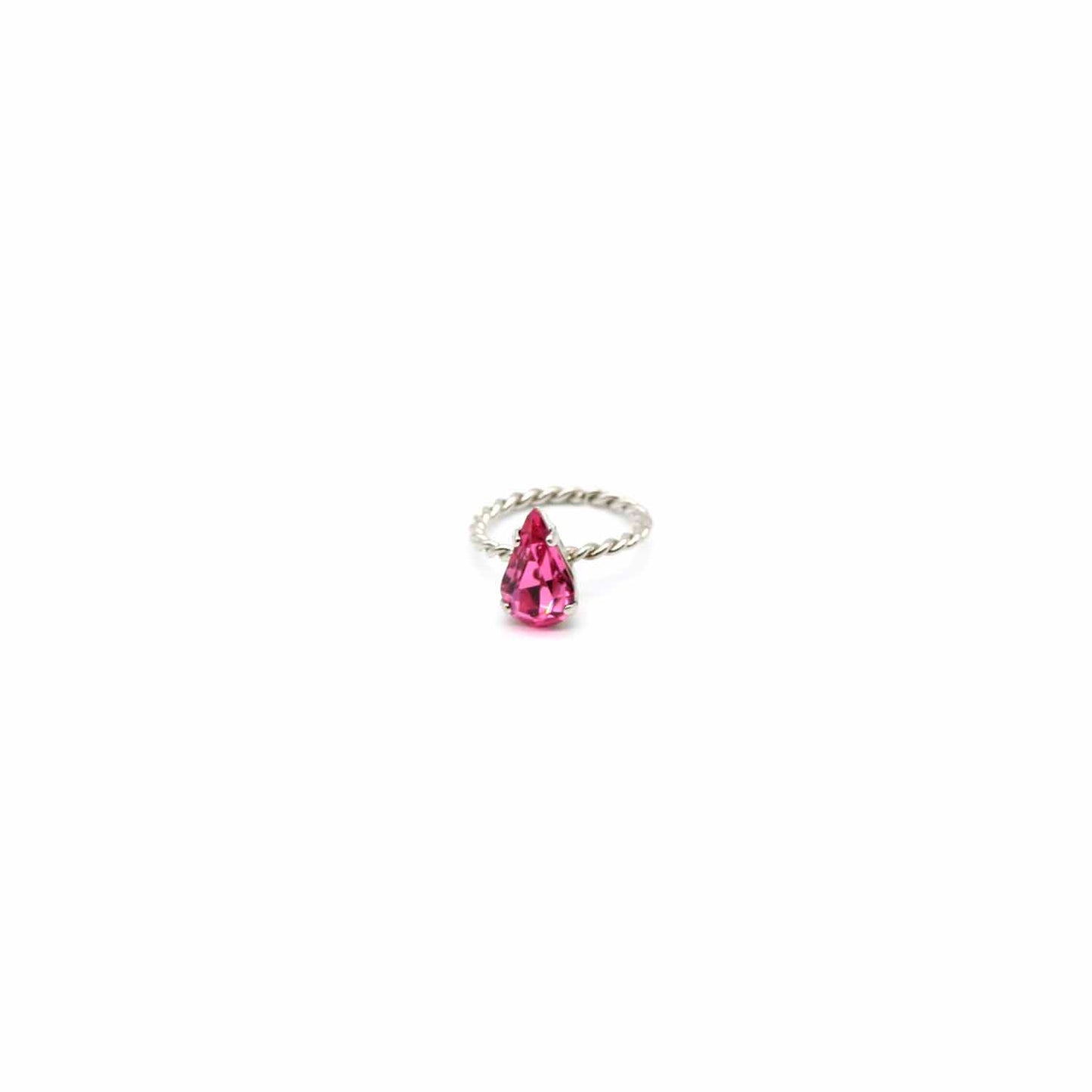 Anello regolabile torchon con castone a goccia
