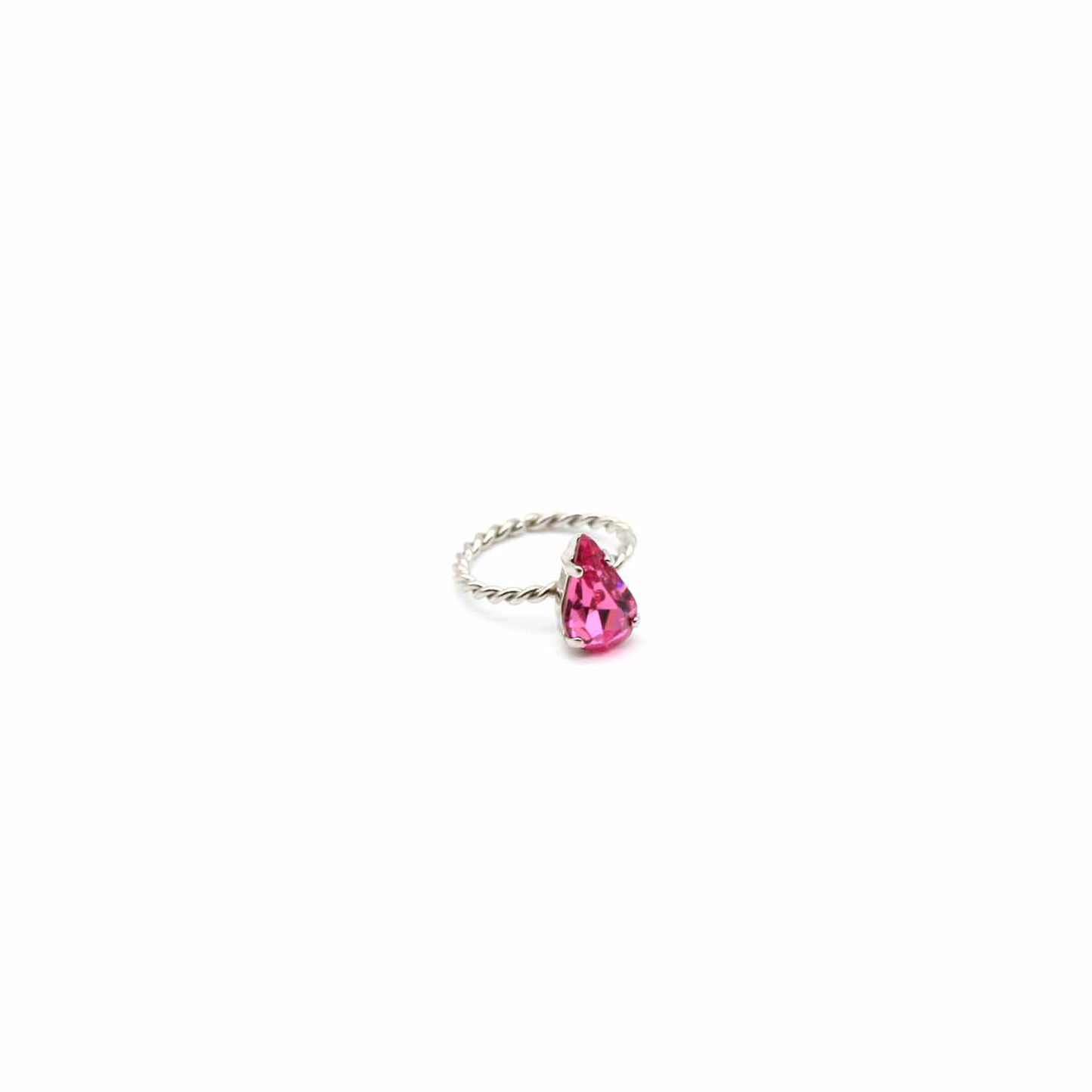 Anello regolabile torchon con castone a goccia