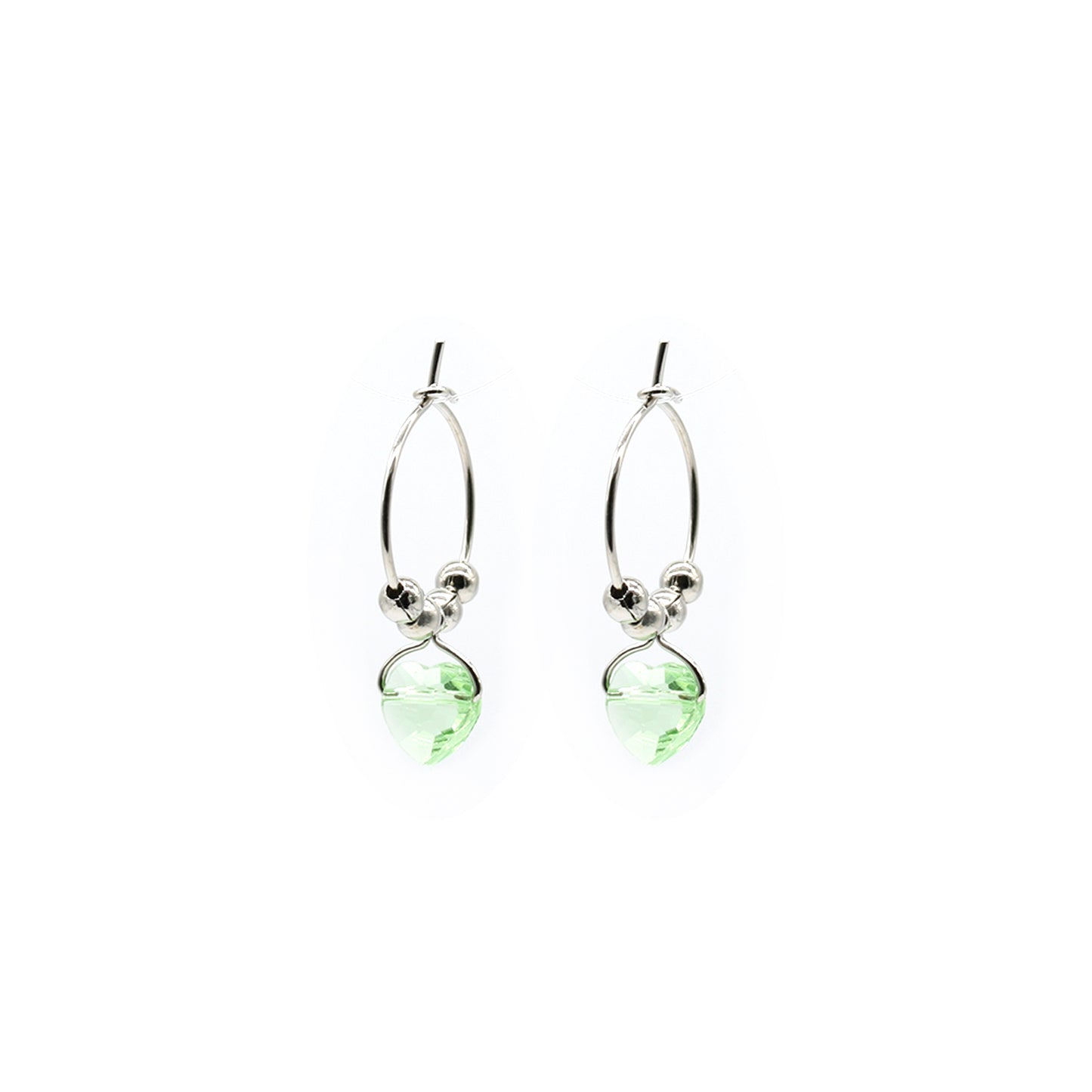 Orecchini a cerchio con cuore Swarovski verde