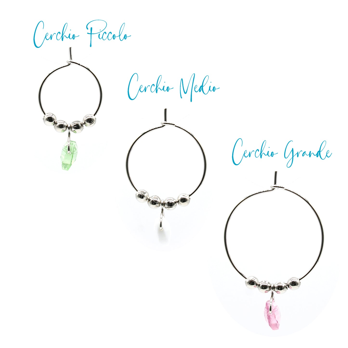 Orecchini a cerchio con cuore Swarovski rosa