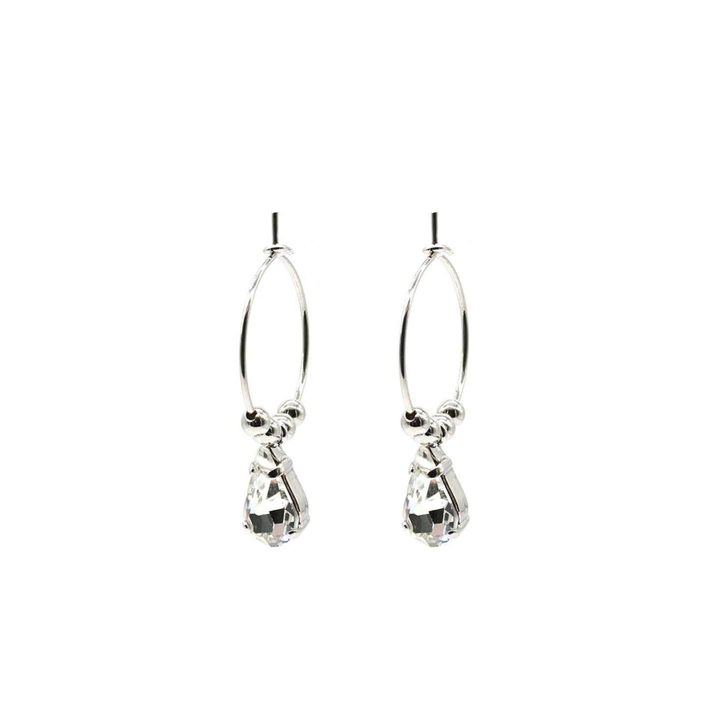 Orecchini a cerchio con goccia Swarovski bianca
