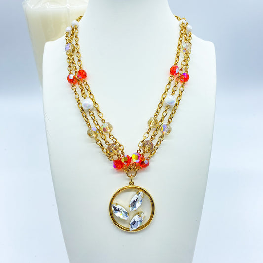 Collana girocollo oro con perline in cristallo “Foglia Trilogy”